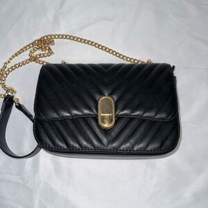 Luxurious Black and Gold Quilted Crossbody Bag